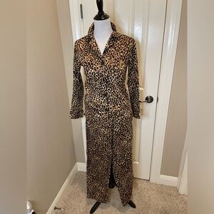 Ralph Lauren Long Sleeve Pajama Set Leopard Print Cotton Women’s Small
